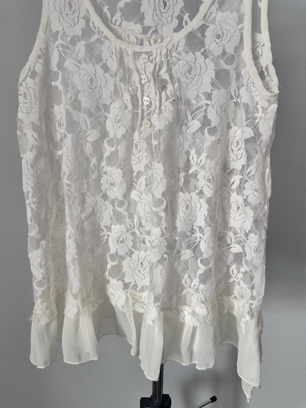 ⚡️Lapis White Lace Sheer Camisole Tank | Small | Floral pattern | BOHO - Picture 6 of 15